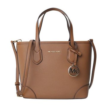 MICHAEL KORS 素面防刮金LOGO吊飾兩托特包(駝色)小