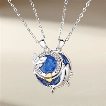 【巴黎精品】現貨+預購 頂級925純銀項鍊鎖骨鏈情人節禮物情侶對鍊配件-雲夢蝶鯨情侶項鍊2款a1kp3