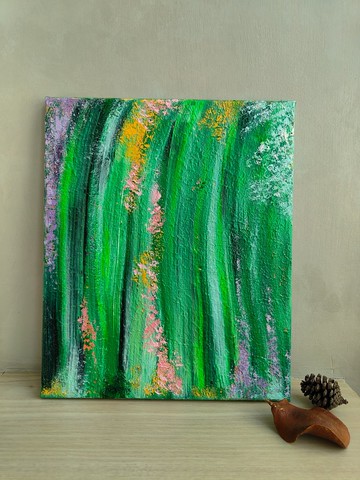 【溫柔收藏系列】森林生長  抽象森林畫 - 30×25 壓克力原作