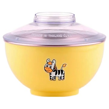 ZEBRA THAILAND 304不銹鋼彩色隔熱麵碗 附蓋 15cm 雙層隔熱設計 耐酸鹼 不易生鏽  黃色  1組