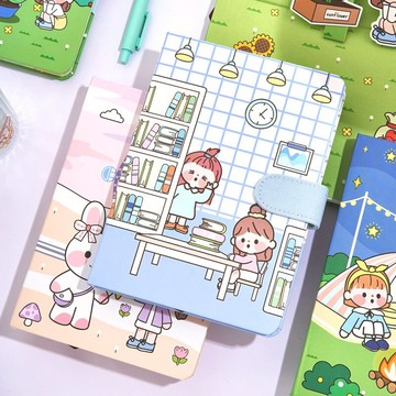 網紅立體扉頁手賬磁扣本創意彩頁筆記本ins文藝少女日記本手賬本