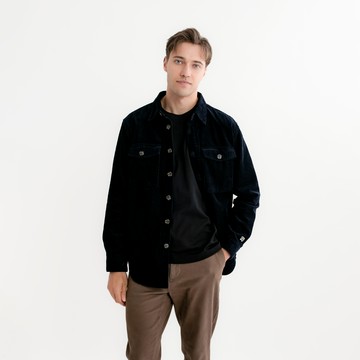 【Holiday Mood】男裝-燈芯絨襯衫式外套-藏青色