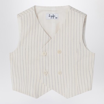 Double-breasted vest in pinstriped cotton