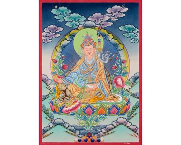 生動活潑的蓮花生大師唐卡畫