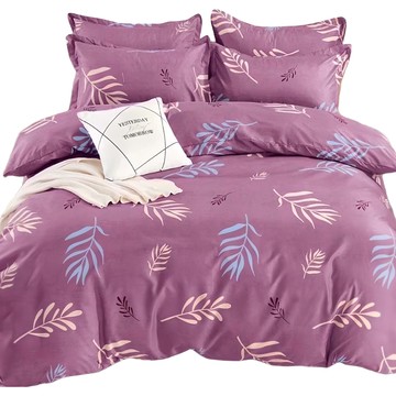 貝淇小舖 柔絲棉四季磨毛布床包 菲拉葉語 單人床包二件組  床包188 x 107cm + 枕套75 x 47cm  紫色