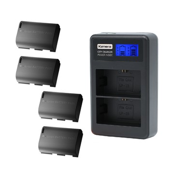 Kando 適用LP-E6 電池充電器組 (USB充電式鋰電池四入+液晶雙槽充電器)