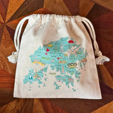 香港地圖帆布束口袋