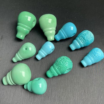 伴生礦菱鎂礦優化二代藍綠松石光面回紋一體三通佛頭DIY文玩配飾