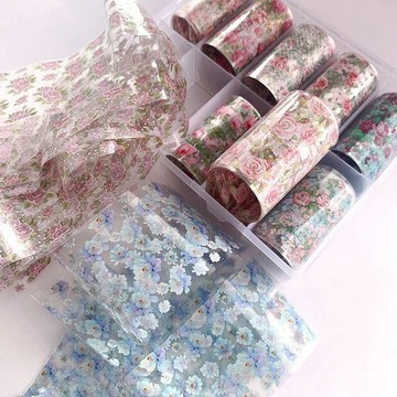 💗台灣出貨💗ins風小清新田園花朵美甲轉印貼紙仙女唯美浪漫碎花轉印紙指甲貼