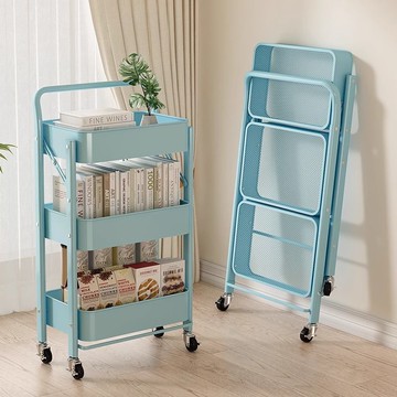 【附發票】 公司貨 免運 推車 可移動推車 置物推車 小推車置物架客廳書架落地臥室多層零食移動可折疊簡易收納儲物架特惠 M0920