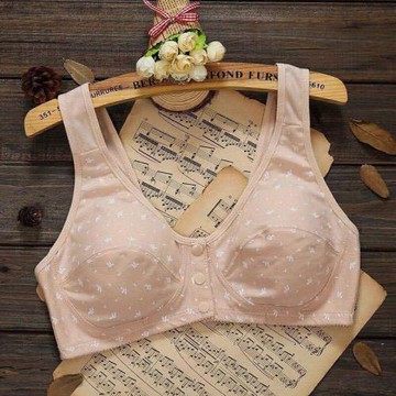 中老年媽媽前扣內衣前開扣大碼無鋼圈無棉墊夏季薄款棉質背心文胸