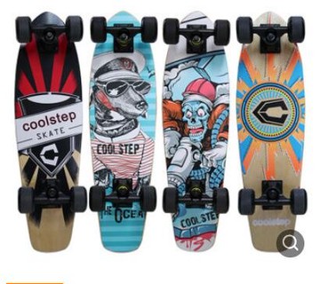 美琪 楓木大魚板滑板香蕉板四輪滑板車成人兒童男女刷街