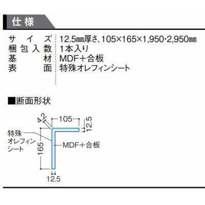 後付け上がり框（リフォーム框）お取寄せ ダイケン L型框 12.5ｍｍ厚