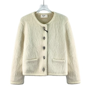 (M) celine質感馬海毛圓領杏色外套