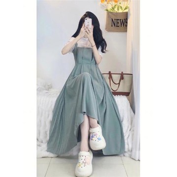 230斤特大碼女裝夏季吊帶假兩件連衣裙300胖mm收腰遮肚長裙子240