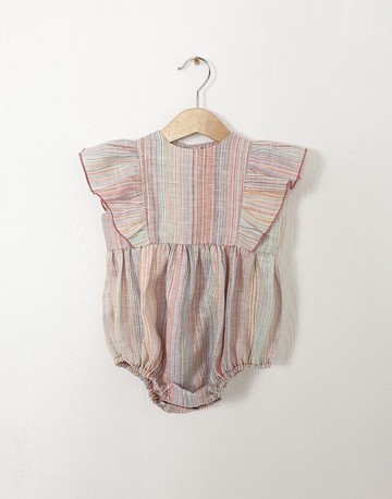 女嬰荷葉邊麻緊身衣褲，波西米亞風女嬰緊身衣褲，女嬰連身衣