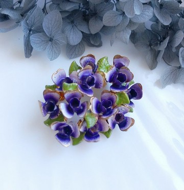 Vintage Jewelry 奧地利製 手工 立體玫瑰 漸層花簇 別針 胸針
