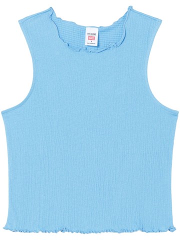 RE/DONE - crinkled cropped top - women - Recycled Cotton/Organic Cotton/Spandex/Elastane/Nylon - M - Blue