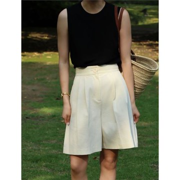 法式復古黑色針織坎肩背心女夏季薄款冰絲內搭無袖寬松上衣外穿