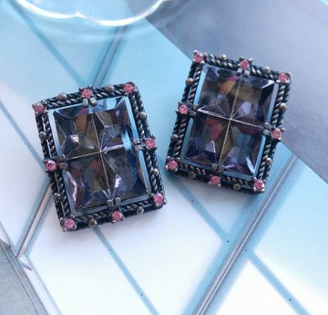 Vintage Jewelry SARAH COV Midnight Magic 系列 夾式耳環