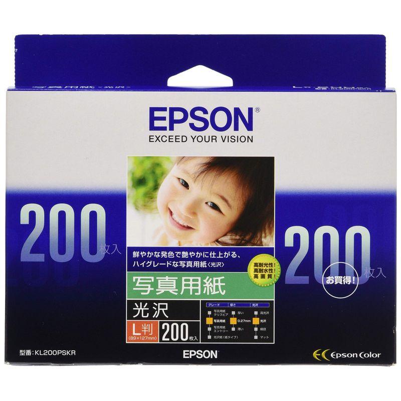 エプソン EPSON 写真用紙光沢 L判 200枚 KL200PSKR