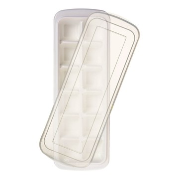 12孔方塊衛生製冰盒 附蓋防異味 安全材質 輕鬆製冰 居家必備  1個  透明  26.7 x 9.4 x 3.9cm