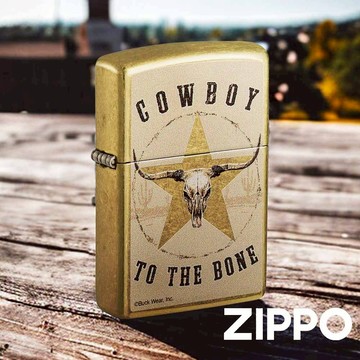 ZIPPO Buck Wear防風打火機 48937 自豪感 愛國主義 街頭黃銅 大膽的彩色圖像設計 角牛頭骨 終身保固