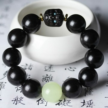 黑檀木阿呆手串文玩紫光檀男女情侶飾品手鏈念珠佛珠單圈木質手飾