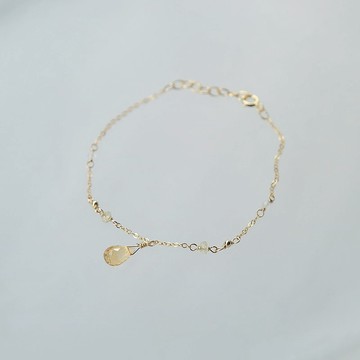 黃水晶手鍊 華麗小水滴 招財 14K 包金 注金 水洗不退色 月光石