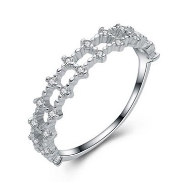 現貨+預購 925純銀戒指鑲鑽銀飾-時尚高貴閃耀七夕情人節生日禮物女配件73an42【獨家進口】【米蘭精品】