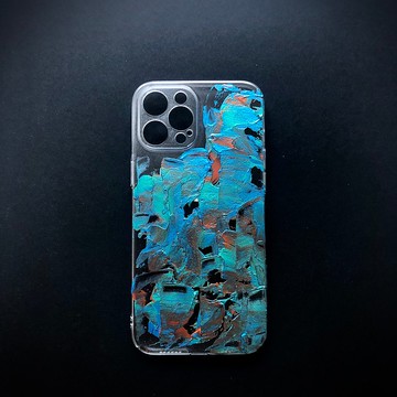 Acrylic 手繪抽象藝術手機殼 | iPhone 12 Pro Max |  Aqua Wave