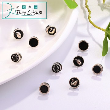 Time Leisure 韓風衣領防走光/包包裝飾胸針 黑天鵝/10入