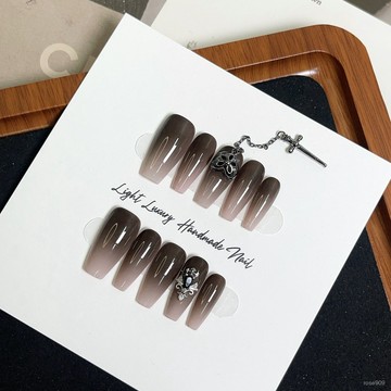 1️⃣直直購😁【安藝精品】銅飾品噴槍漸變寶劍手工穿戴甲片輕奢純手工高品控甲短款美甲 HDR4