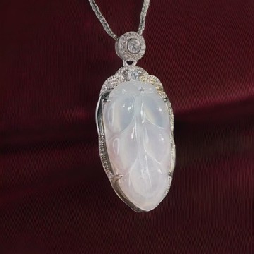 【一葉致富】冰種翡翠葉子吊墜 925銀鑲 |天然緬甸A貨翡翠 | 送禮