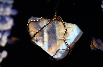 純手工製作進口14K包金繞線印度料彩月光石項鍊