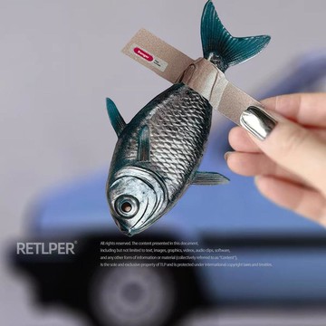 新款【upton】原創 一條鹹魚膠帶固定車貼立體感防水平面遮痕貼紙劃痕裝飾