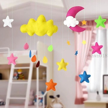 🎀臺灣出貨🎀兒童房裝飾月亮星星彩虹雲朵雨滴掛飾幼兒園走廊教室創意空中吊飾 房間裝飾擺件 教室佈置 生日布置 房間佈置