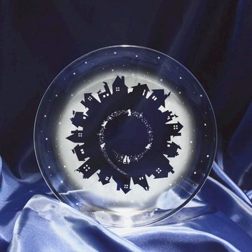 [夜晚的屋頂] 貓咪圖案玻璃中盤 vol.1