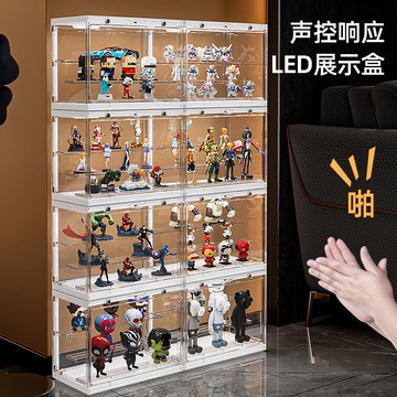 收納盒 收納架 展示盒 展示架 手辦收納盒透明盲盒展示架泡泡瑪特單個模型陳列櫃防塵罩子防倒貼 XGZL