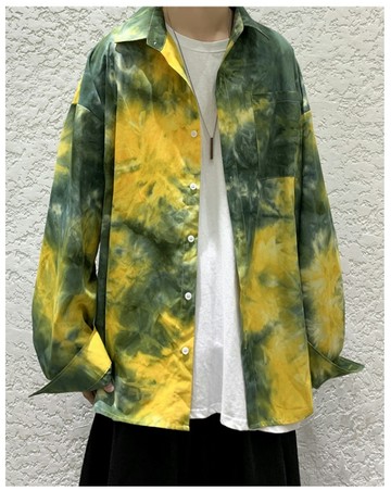 FINDSENSE X  男士寬鬆港風小清新扎染休閑襯衫外套