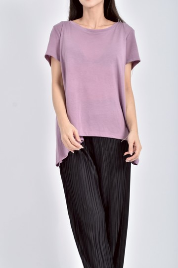 (M) 素面背後挖洞紫色短袖上衣