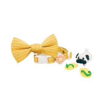 MaoFenBiBi 直線一直走 - 橘子黃 - 手做蝴蝶結款 &  手工項圈