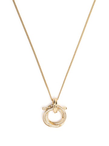 Ferragamo - crystal-embellished pendant necklace - women - Brass/glass - One Size - Gold