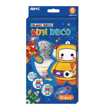 【AMOS 阿摩司】韓國原裝  6色 機器人 主題 吊飾 玻璃彩繪 膠 / 組SD10P6-R