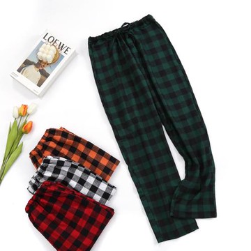 秋冬新品全棉厚睡褲女外貿品質貼身不過敏原布系繩口袋加厚家居褲