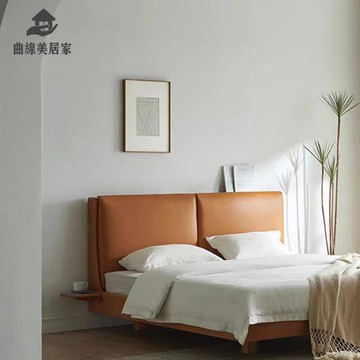 源頭 黑胡桃木  櫻桃木  實木床北歐現代簡約家具原木1.8雙人qxm7241