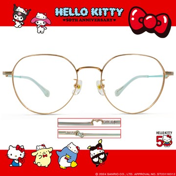 HELLO KITTY▪︎50週年｜施華洛世奇款▶聚光流星 圓框眼鏡｜薄荷綠