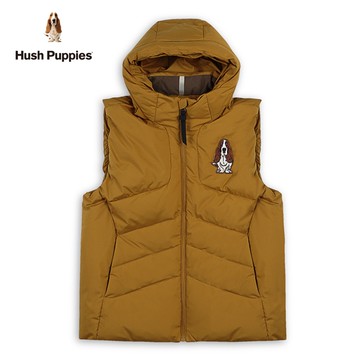 Hush Puppies 背心 男裝簡約素色刺繡狗羽絨背心