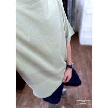 『老爺有喜』重磅超厚挺素色落肩短T恤(NOF23032218)-淺綠