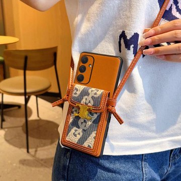 適用于三星A54手機殼高級感棕潮牌藍斜挎卡包A54個性時尚手機套網紅女款奢華簡約超薄全包防摔保護套